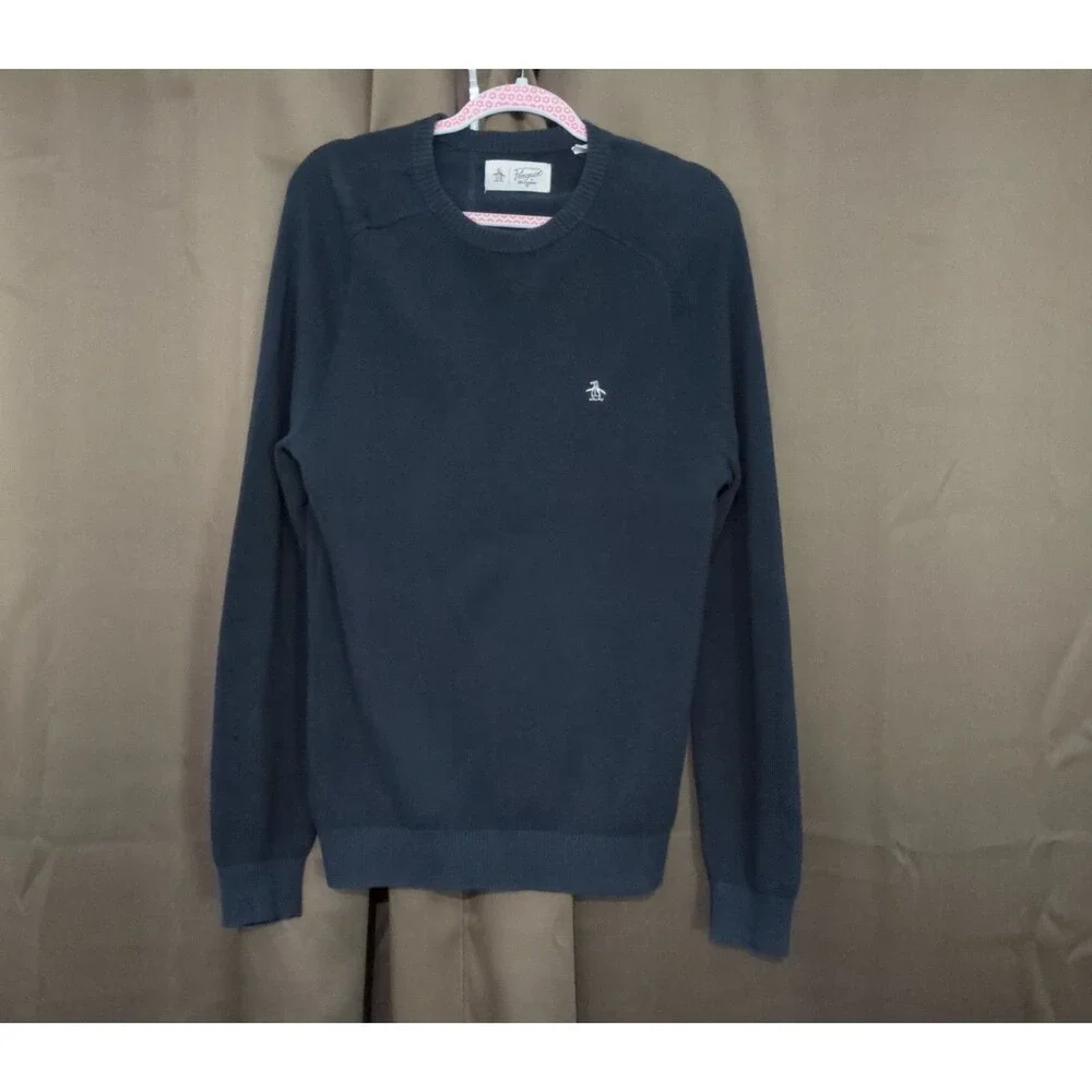 Penguin Munsingwear Men's Classic Navy Blue Cotton Sweater M
